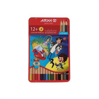 مداد رنگی 12+3رنگ فلزی آریا کد 3021